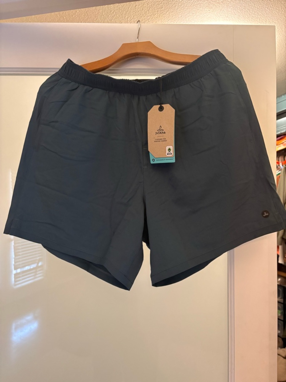Prana Men's Athletic Quick-Dry Shorts — Slate Blue